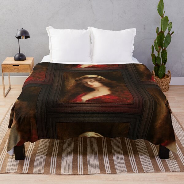 Portrait Of A Girl by Angelo Asti Classical Fine Art Old Masters Reproduction Throw Blanket