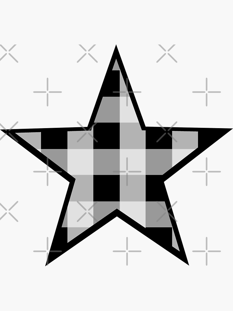 Pegatina «Estrella De Cuadros De Búfalo Blanco Y Negro» De