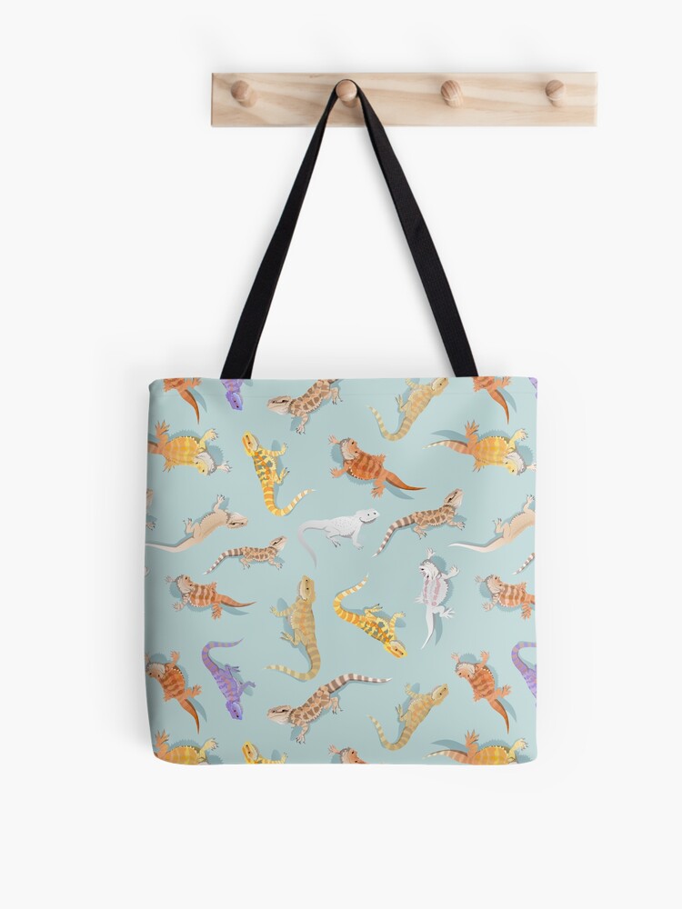 Thumbnail 1 of 2, Tote Bag, Bearded Dragon Blue Scatter Pattern designed and sold by Stormslegacy.