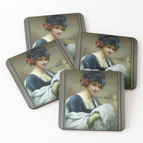 Item preview, Girl With A Fur Muff by Francois Martin-Kavel Vintage Art Nouveau Reproduction designed and sold by Xzendor7 Digital Art Creations.