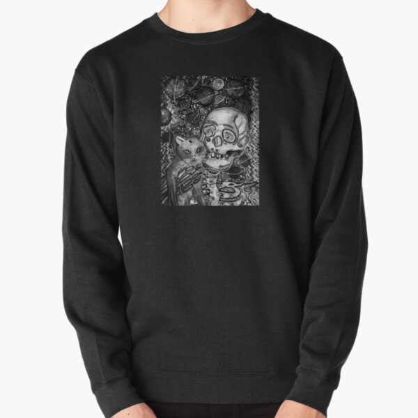 Copy of skeleton and cat Pullover Sweatshirt