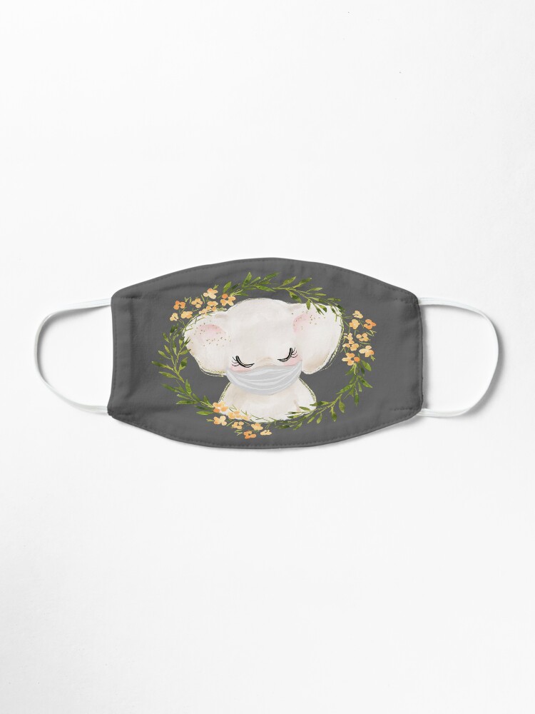 Alternate view of Cute Baby Elephant with Face Mask and Flowers Mask