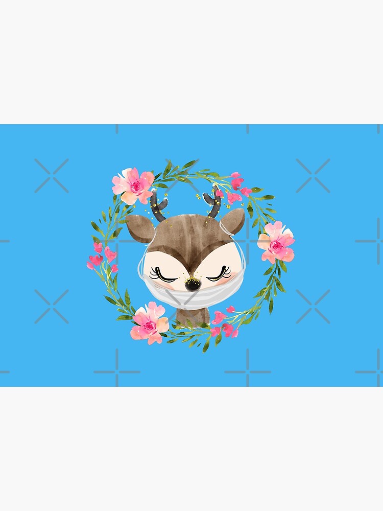 Cute Baby Deer with Face Mask and Flowers by mexicandoo