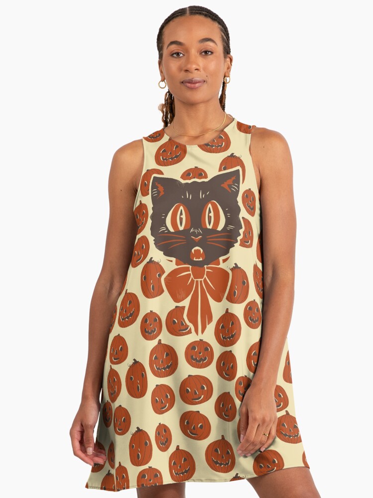 Vintage Inspired Halloween Scaredy Cat" A-Line Dress for Sale by Kaija |  Redbubble