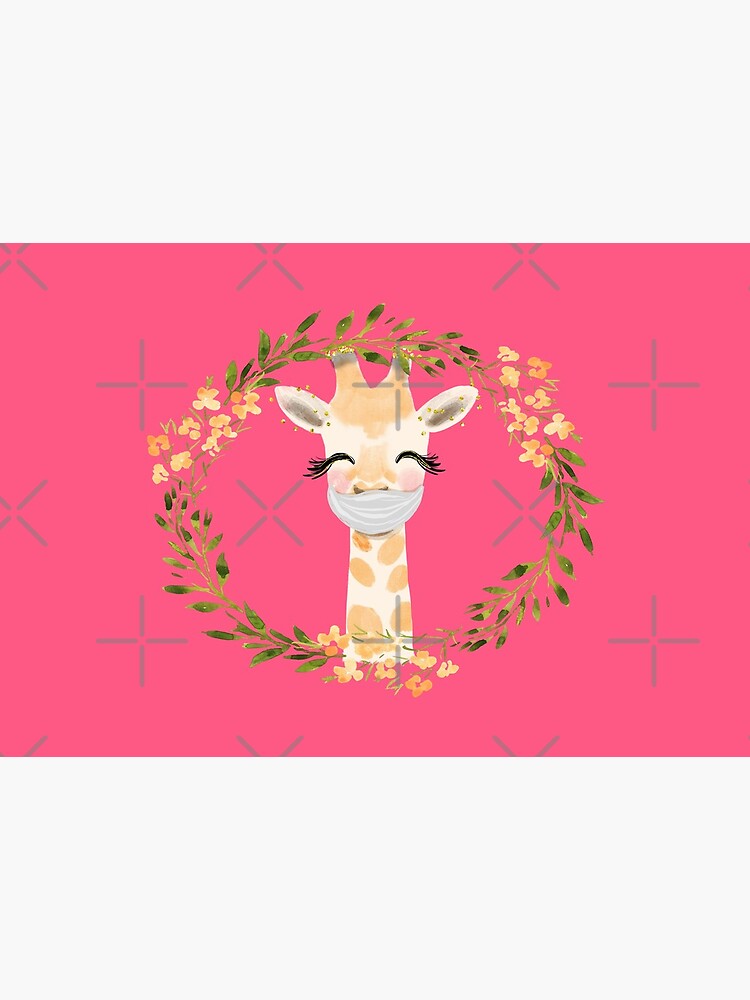 Cute Baby Giraffe with Face Mask and Flowers by mexicandoo