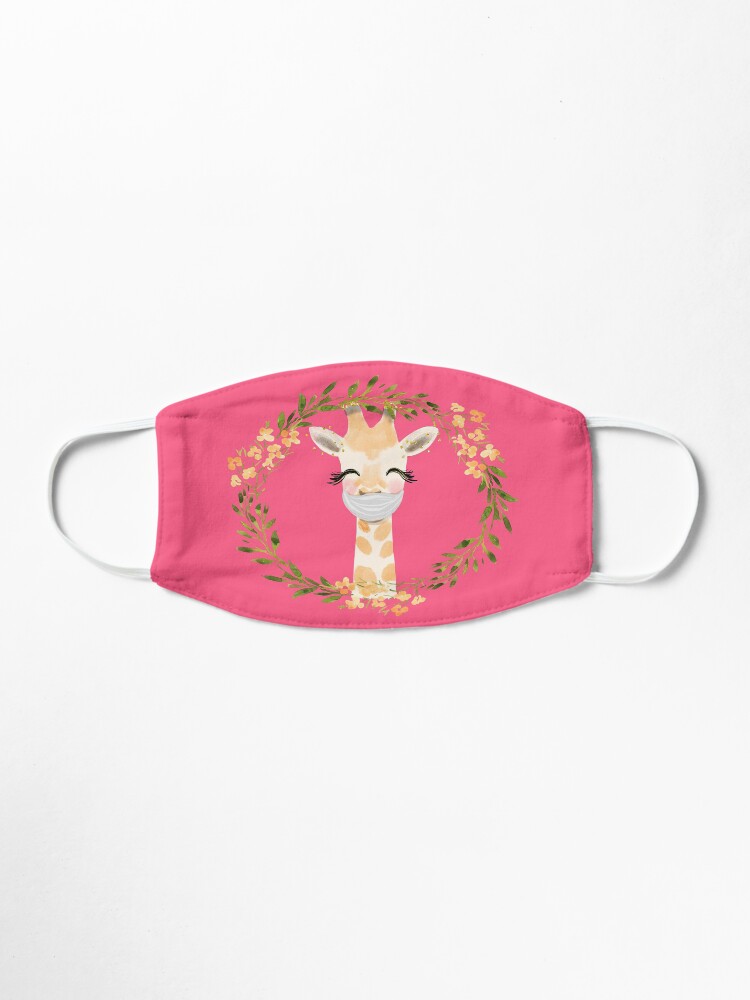 Alternate view of Cute Baby Giraffe with Face Mask and Flowers Mask