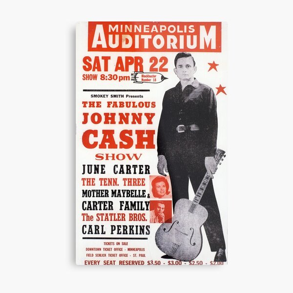 Johnny Cash - vintage concert country music poster Metal Print