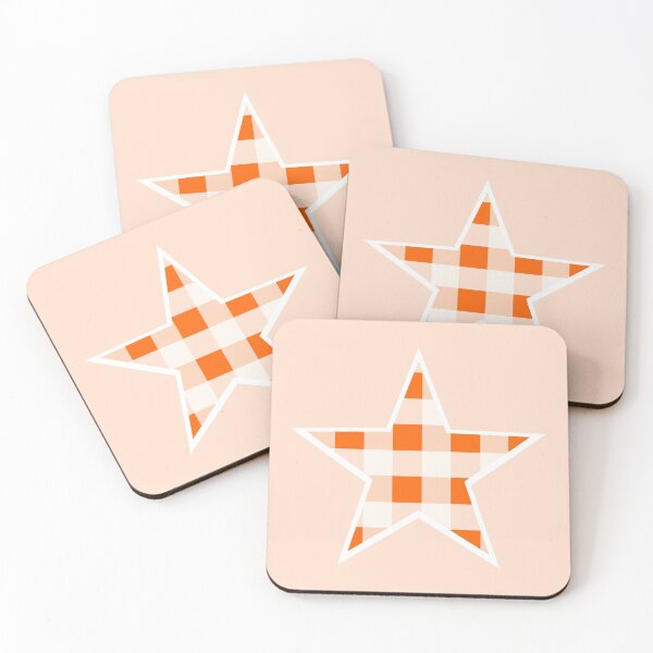 Item preview, Orange and White Buffalo Plaid Star designed and sold by Bumblefuzzies.