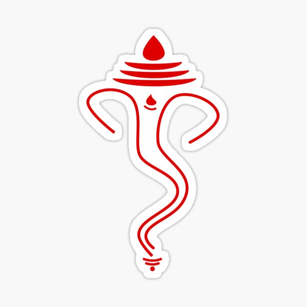 Item preview, Auspicious - Ganesh Outline #2 Red on Black - For Luck, Peace and Prosperity designed and sold by simpleones.