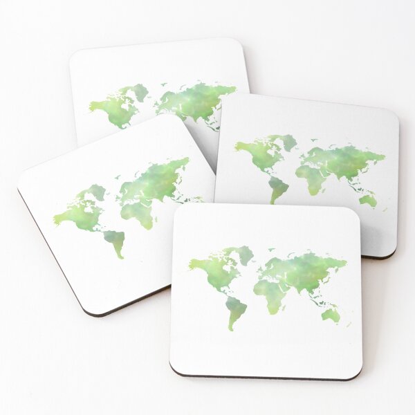 Item preview, Green Watercolour World Map designed and sold by PanyaCreative.