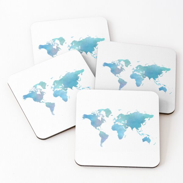 Item preview, Blue Watercolor World Map designed and sold by PanyaCreative.