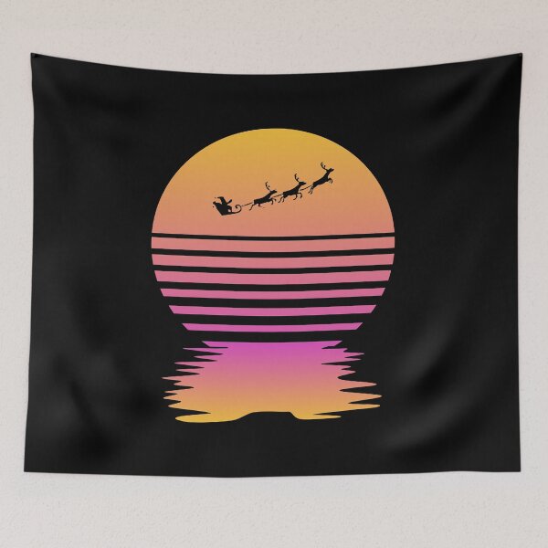 Item preview, Merry Christmas Santa Sunset 80s designed and sold by NerdySherds.