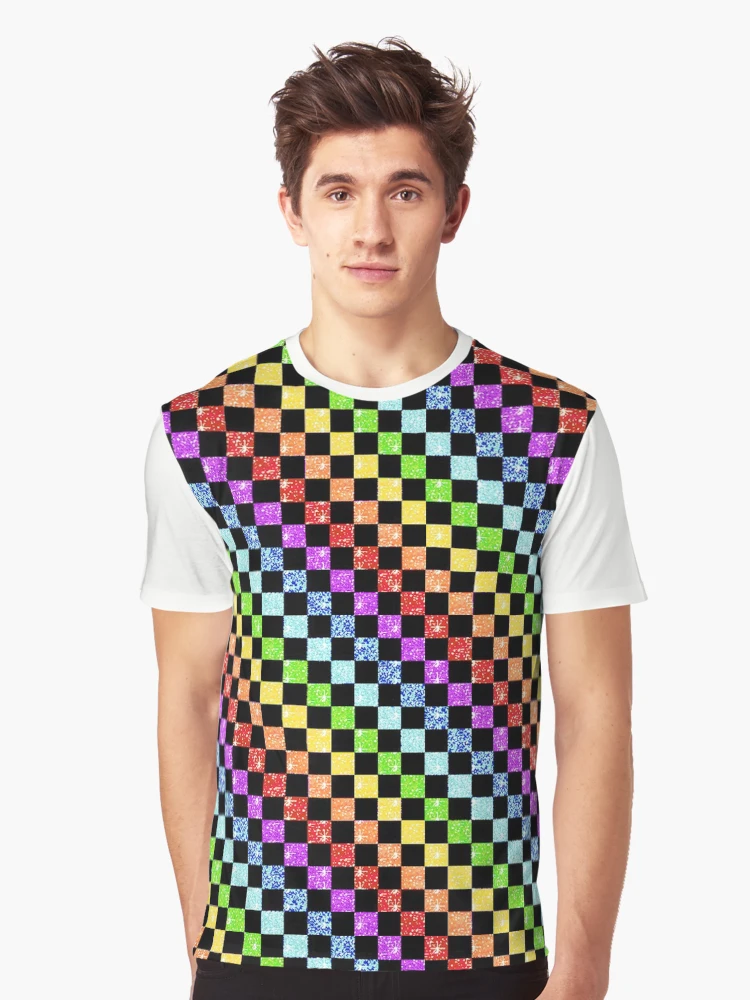 Checkered rainbow shirt on sale