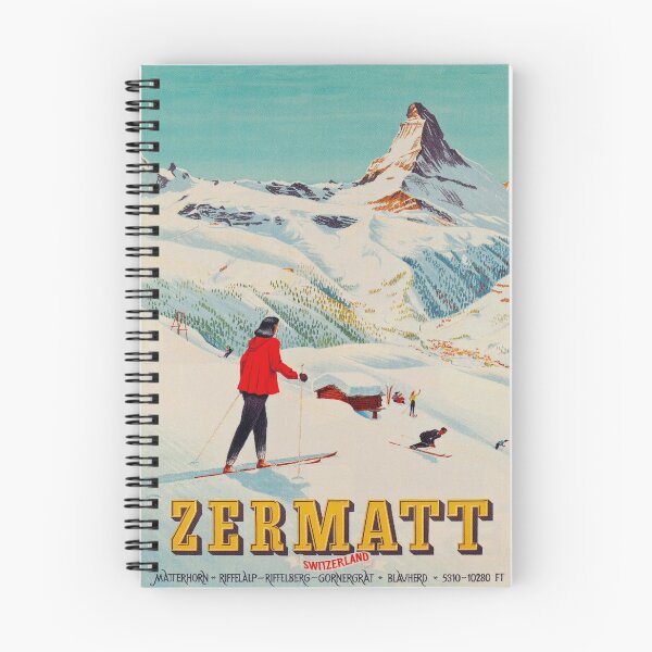 Item preview, Zermatt Switzerland Retro Vintage Ski Poster designed and sold by vintagevivian.