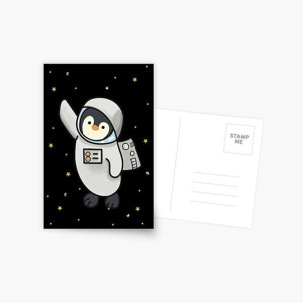 Penguin In Space T Shirt Cute Cartoon Aquatic Bird Postcard By Dinosareforever Redbubble