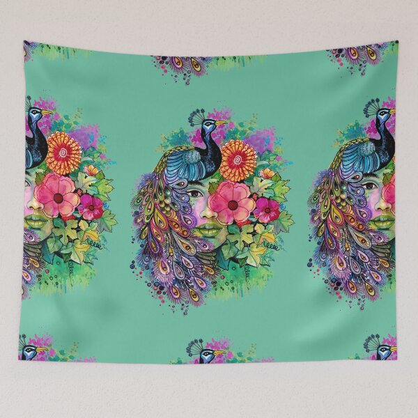 Item preview, Face and peacock designed and sold by varelagraphics.