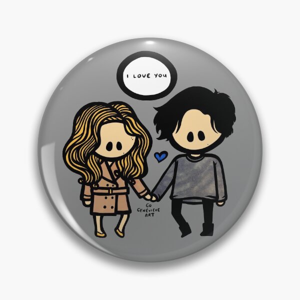 Blonde Girl and Raven Boy Say I Love You Pin