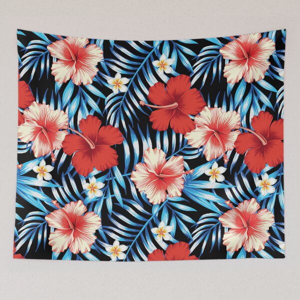 Item preview, Hibiscus floral pattern - red and blue flowers designed and sold by Rakesh Murugan.