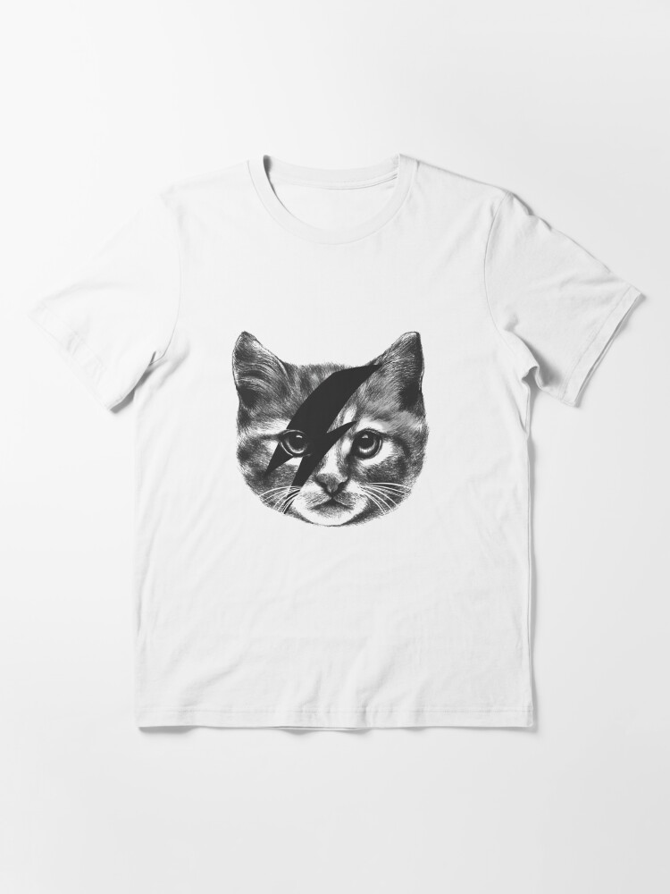 cat rock'n'roll organic cotton Cat T-shirt gray and white unisex