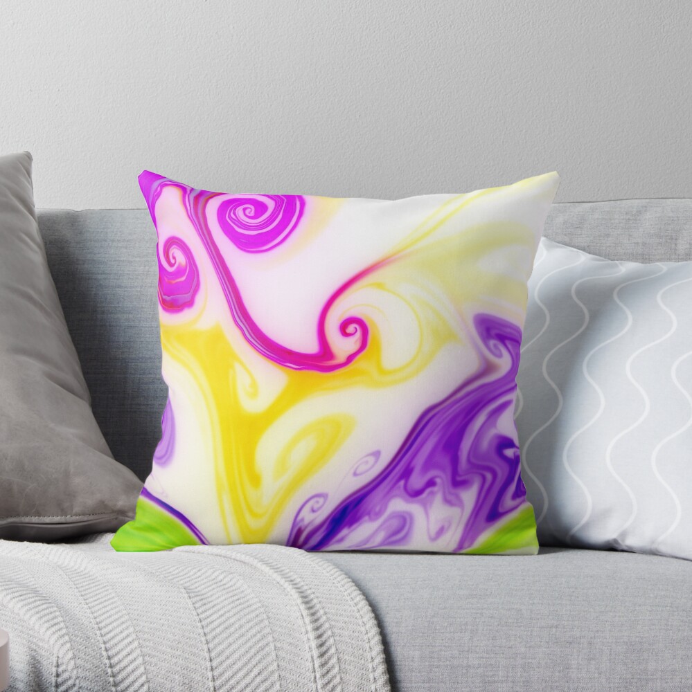 Multicolored unique everlasting pattern, decorative, aesthetic design, acrylics Throw Pillow
