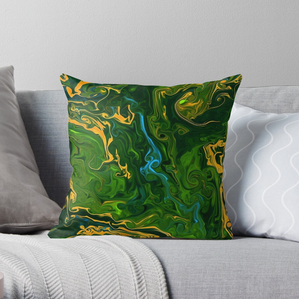 Multicolored unique everlasting pattern, decorative, aesthetic design, acrylics Throw Pillow