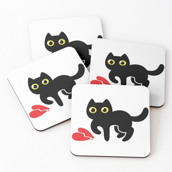Item preview, black cartoon kitten with broken heart designed and sold by Mike Kiev art.