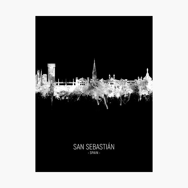 Vista previa del artículo con la obra «San Sebastian Spain Skyline», diseñado y vendido por ArtPrints.