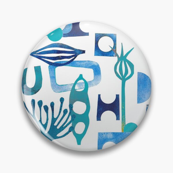 Item preview, Blues - shapes collage monoprint designed and sold by kittyvdheuvel.