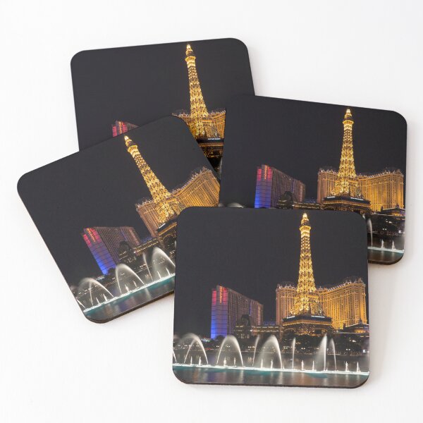 Item preview, Splendiferous Las Vegas Fountains - Dainty Jets with Paris Eiffel Tower and Ballys at Midnight designed and sold by Georgia Mizuleva.