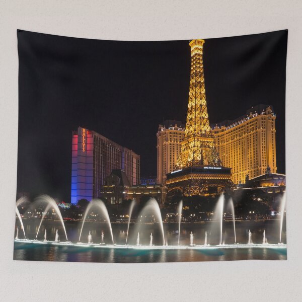 Item preview, Splendiferous Las Vegas Fountains - Dainty Jets with Paris Eiffel Tower and Ballys at Midnight designed and sold by Georgia Mizuleva.
