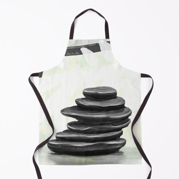 Item preview, Painting of Balanced Black Zen Stones, Lime Background with the Word Zen in Japanese  designed and sold by ibadishi.