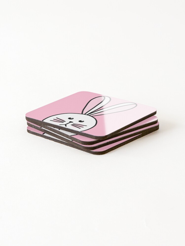 Thumbnail 4 of 5, Coasters (Set of 4), Cute Grumpy Rabbit designed and sold by PanyaCreative.