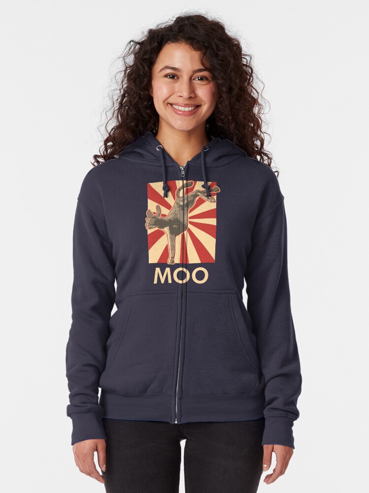 Alternate view of Moo Zipped Hoodie