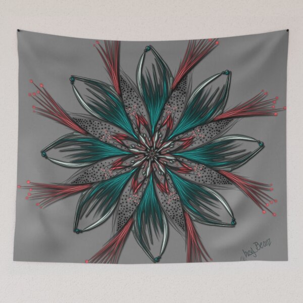 Item preview, Vibrant Orange flower in the grey  designed and sold by busyBeanz.