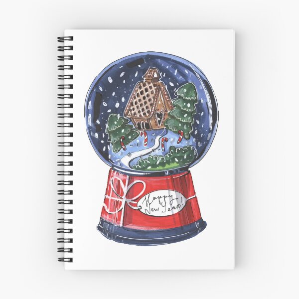 Item preview, hand drawing magical postcard sticker print new year christmas snowball winter celebration holiday family decor decoration designed and sold by InessArt.