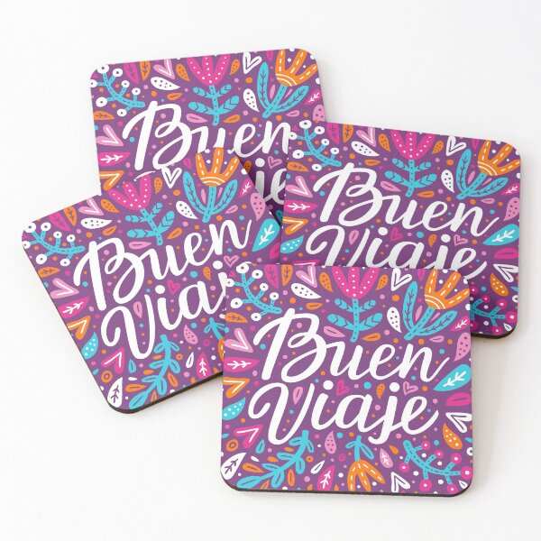 Item preview, Have a nice trip hand drawn lettering inscription in Spanish language. Flower, leaves colourful artwork.  designed and sold by AidanShea.