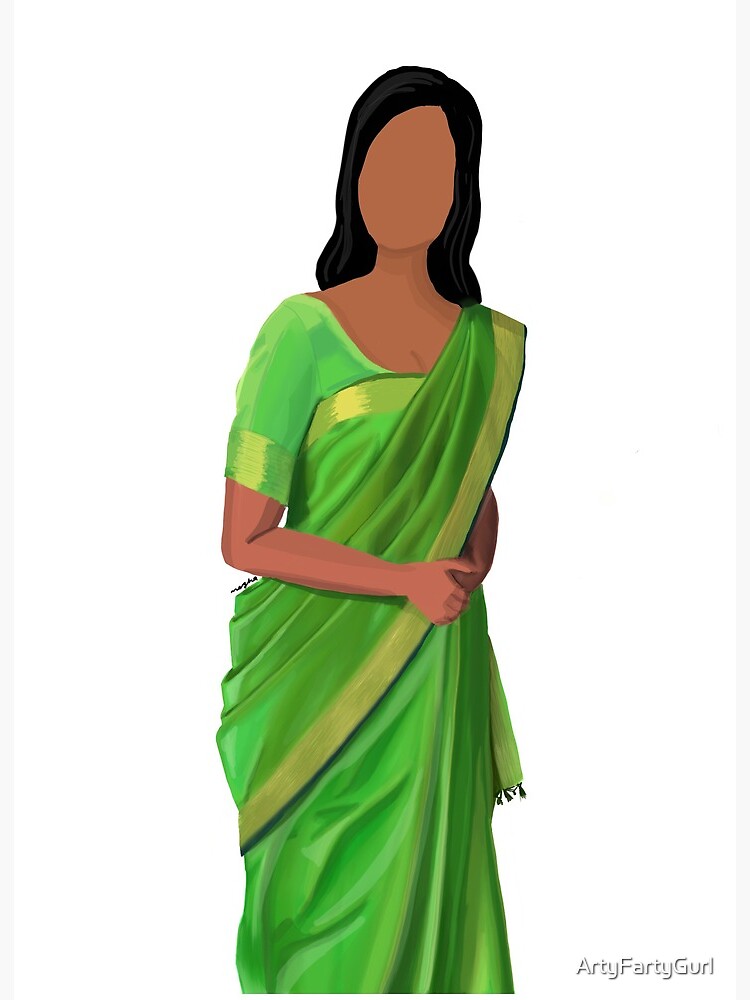 woman in saree - mayoon art - Drawings & Illustration, People & Figures,  Female Form, Clothed - ArtPal