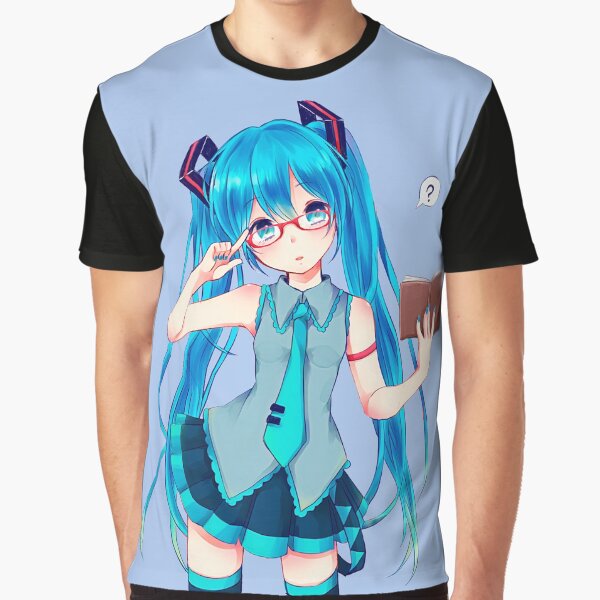 Vocaloid Hatsune Miku - lovely girl with blue hair and glasses Graphic T-Shirt
