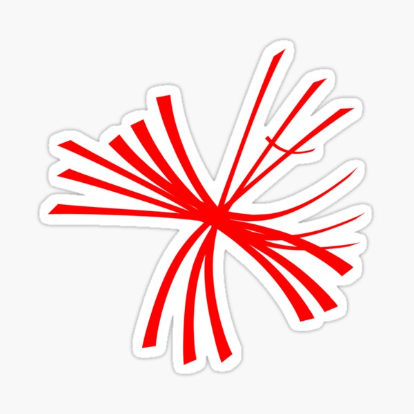 Dandelion fluffy, red on white Sticker