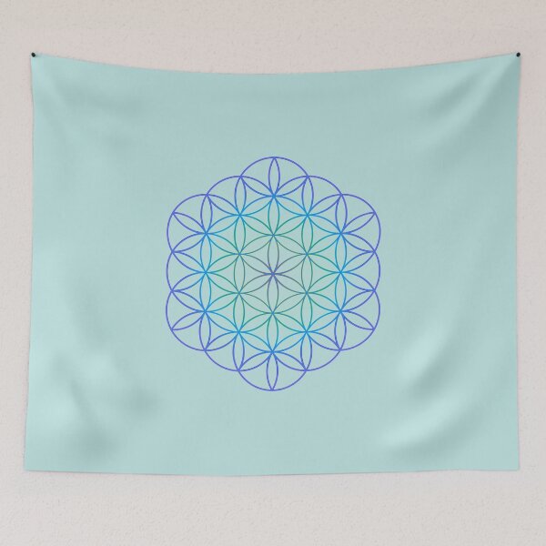 Item preview, Flower of life in blue designed and sold by PranKishori.