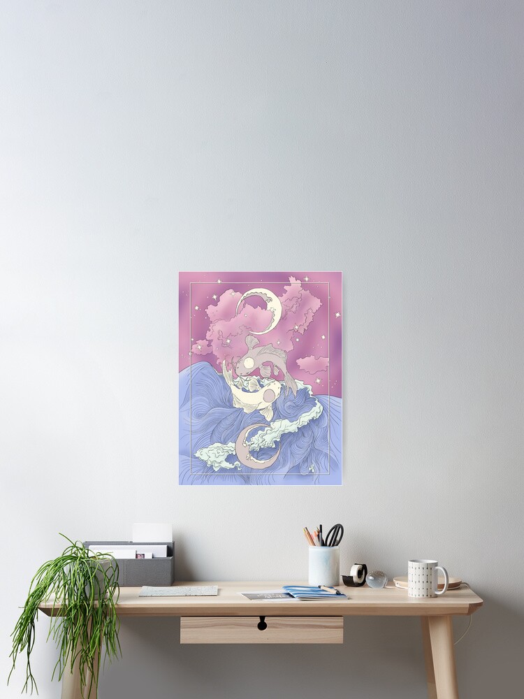 Thumbnail 2 of 3, Poster, Tui and La, Moon and Ocean Spirits Art Nouveau designed and sold by iypuff123.