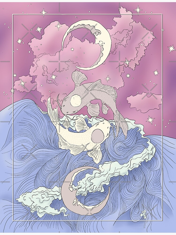 Thumbnail 3 of 3, Poster, Tui and La, Moon and Ocean Spirits Art Nouveau designed and sold by iypuff123.
