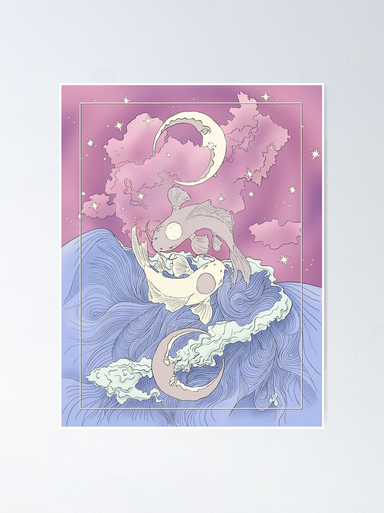 Thumbnail 1 of 3, Poster, Tui and La, Moon and Ocean Spirits Art Nouveau designed and sold by iypuff123.