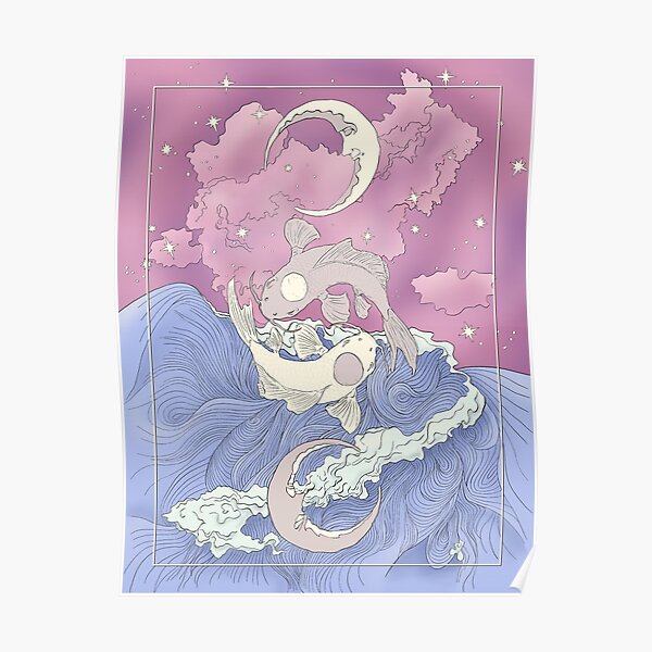 Tui and La, Moon and Ocean Spirits Art Nouveau Poster