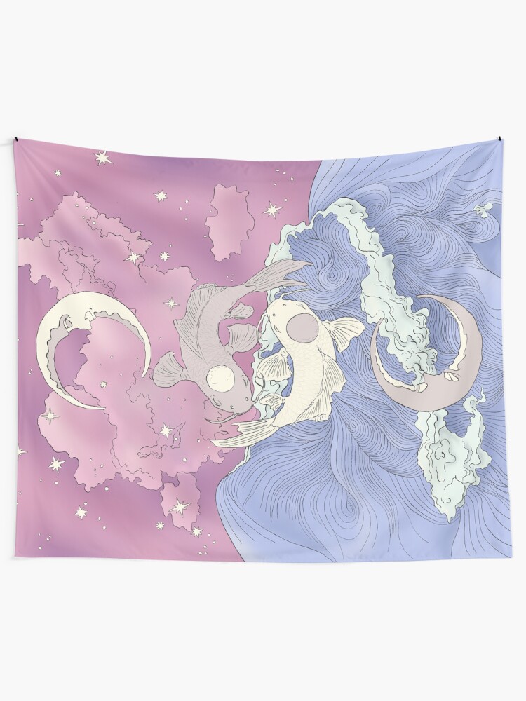 Alternate view of Tui and La, Moon and Ocean Spirits Art Nouveau Tapestry