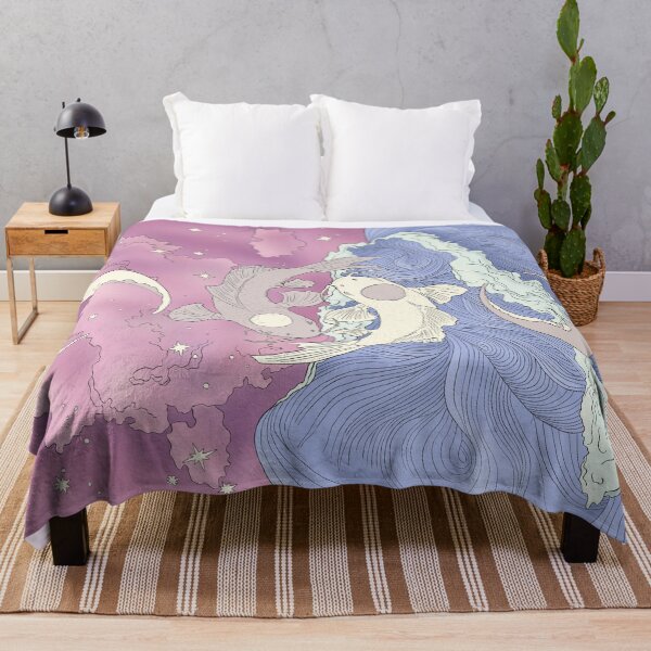 Tui and La, Moon and Ocean Spirits Art Nouveau Throw Blanket