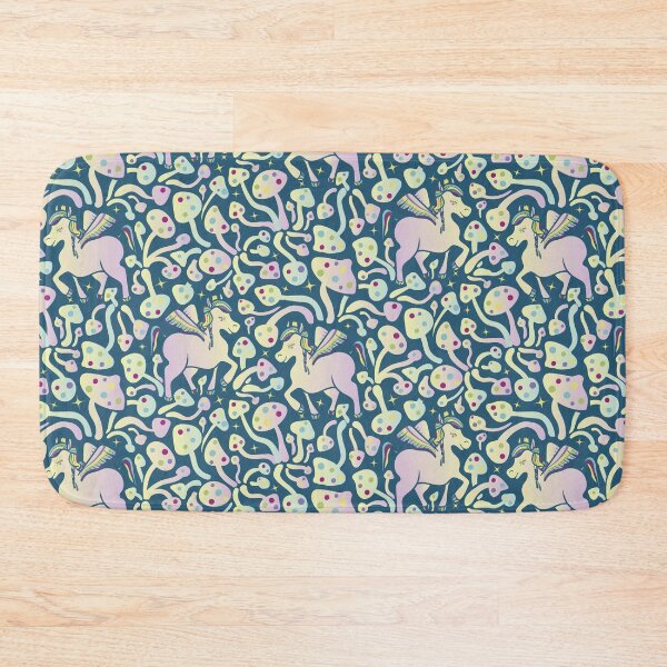 Item preview, rainbow pegasus and mushrooms pattern on teal designed and sold by rysunki-malunki.