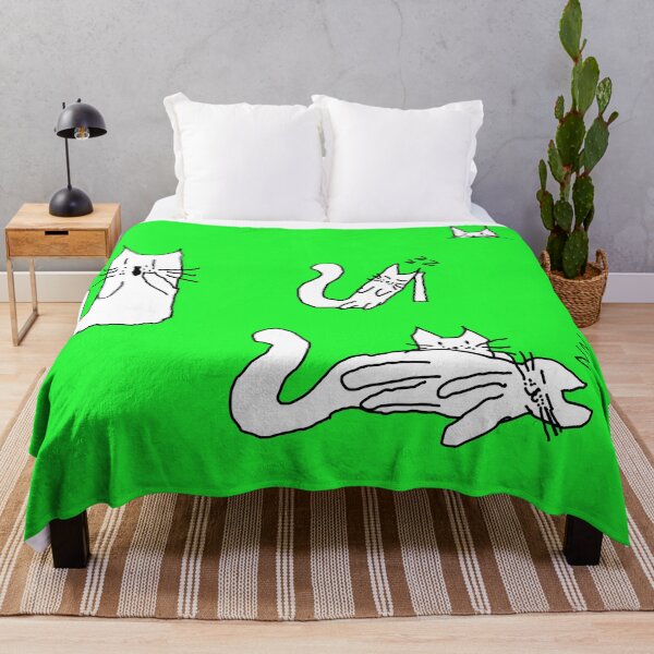 Cats by Camilo, green Throw Blanket
