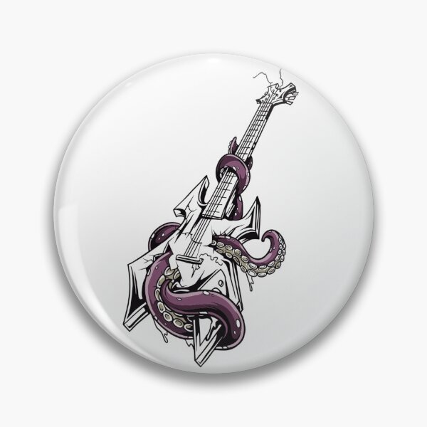 Item preview, warlock electric guitar with purple tentacle illustration designed and sold by Halalolo.