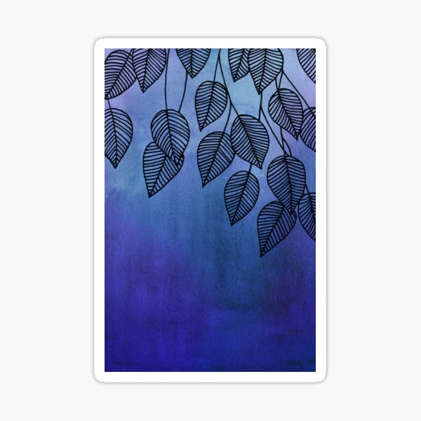 Item preview, Midnight Blue Garden - watercolor & ink leaves designed and sold by micklyn.